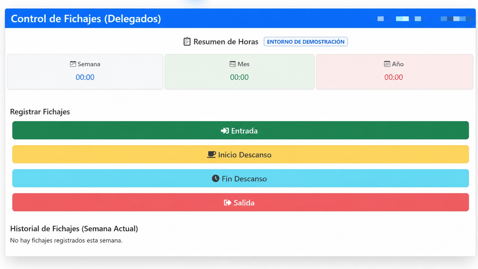 Captura de Fichajes360, software de gestión de fichajes y control horario
