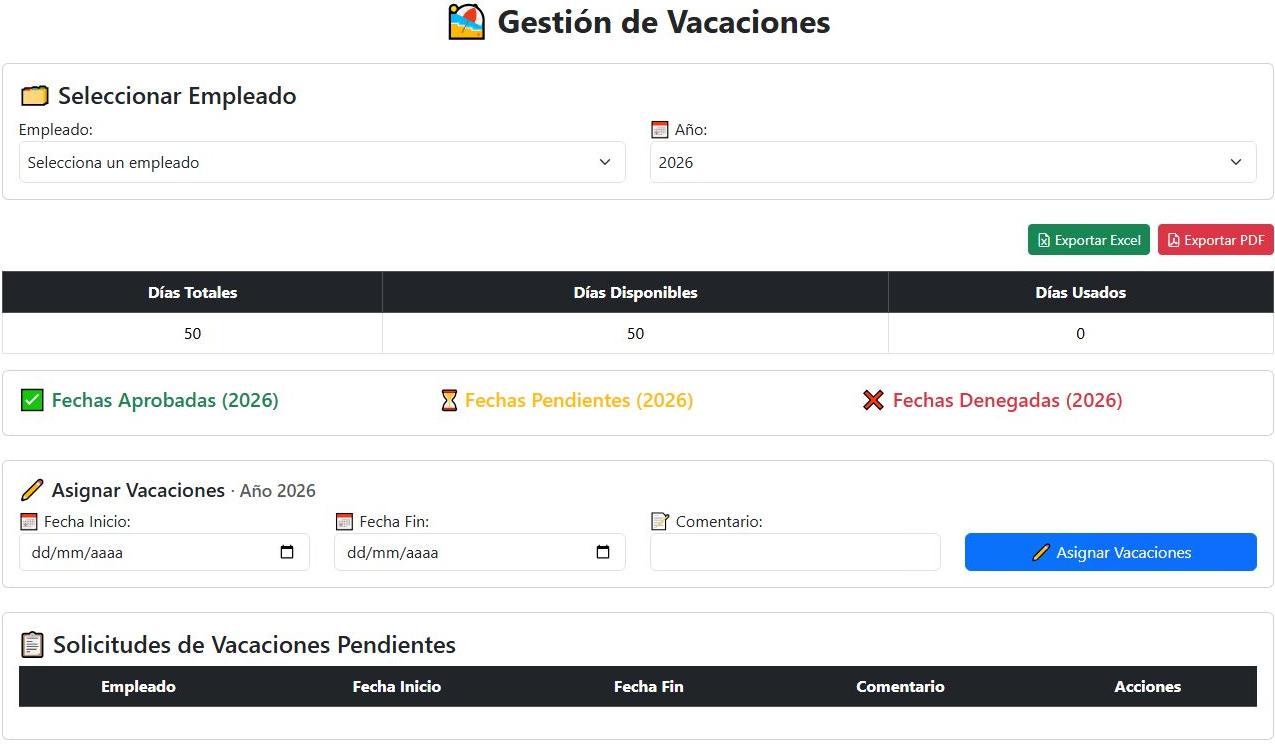 Captura de Fichajes360, software de gestión de fichajes y control horario